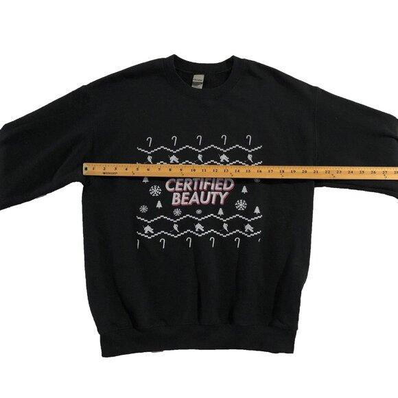 Gildan Hoodie Womens Size M Black Certified Beauty Pullover Sweatshirt - Picture 4 of 7